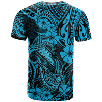 Hawaii Fish Hook T Shirt Hibiscus Hawaii Tribal Tattoo Sky Blue Version - Wonder Print Shop