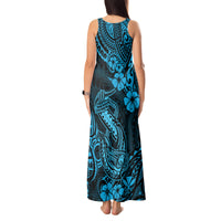 Hawaii Fish Hook Tank Maxi Dress Hibiscus Hawaii Tribal Tattoo Sky Blue Version - Wonder Print Shop