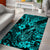 Hawaii Fish Hook Area Rug Hibiscus Hawaii Tribal Tattoo Turquoise Version - Wonder Print Shop