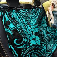 Hawaii Fish Hook Back Car Seat Cover Hibiscus Hawaii Tribal Tattoo Turquoise Version - Wonder Print Shop