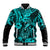 Hawaii Fish Hook Baseball Jacket Hibiscus Hawaii Tribal Tattoo Turquoise Version - Wonder Print Shop