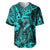 Hawaii Fish Hook Baseball Jersey Hibiscus Hawaii Tribal Tattoo Turquoise Version - Wonder Print Shop