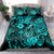 Hawaii Fish Hook Bedding Set Hibiscus Hawaii Tribal Tattoo Turquoise Version - Wonder Print Shop