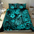 Hawaii Fish Hook Bedding Set Hibiscus Hawaii Tribal Tattoo Turquoise Version - Wonder Print Shop