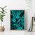 Hawaii Fish Hook Canvas Wall Art Hibiscus Hawaii Tribal Tattoo Turquoise Version - Wonder Print Shop