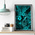 Hawaii Fish Hook Canvas Wall Art Hibiscus Hawaii Tribal Tattoo Turquoise Version - Wonder Print Shop