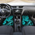 Hawaii Fish Hook Car Mats Hibiscus Hawaii Tribal Tattoo Turquoise Version - Wonder Print Shop