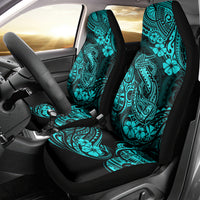 Hawaii Fish Hook Car Seat Cover Hibiscus Hawaii Tribal Tattoo Turquoise Version - Wonder Print Shop
