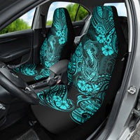 Hawaii Fish Hook Car Seat Cover Hibiscus Hawaii Tribal Tattoo Turquoise Version - Wonder Print Shop