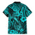 Hawaii Fish Hook Family Matching Mermaid Dress and Hawaiian Shirt Hibiscus Hawaii Tribal Tattoo Turquoise Version - Wonder Print Shop