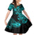 Hawaii Fish Hook Family Matching Off Shoulder Short Dress and Hawaiian Shirt Hibiscus Hawaii Tribal Tattoo Turquoise Version - Wonder Print Shop