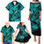 Hawaii Fish Hook Family Matching Puletasi Dress and Hawaiian Shirt Hibiscus Hawaii Tribal Tattoo Turquoise Version - Wonder Print Shop