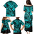 Hawaii Fish Hook Family Matching Puletasi Dress and Hawaiian Shirt Hibiscus Hawaii Tribal Tattoo Turquoise Version - Wonder Print Shop