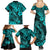 Hawaii Fish Hook Family Matching Summer Maxi Dress and Hawaiian Shirt Hibiscus Hawaii Tribal Tattoo Turquoise Version - Wonder Print Shop