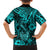 Hawaii Fish Hook Family Matching Tank Maxi Dress and Hawaiian Shirt Hibiscus Hawaii Tribal Tattoo Turquoise Version - Wonder Print Shop
