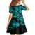 Hawaii Fish Hook Family Matching Tank Maxi Dress and Hawaiian Shirt Hibiscus Hawaii Tribal Tattoo Turquoise Version - Wonder Print Shop