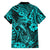 Hawaii Fish Hook Family Matching Tank Maxi Dress and Hawaiian Shirt Hibiscus Hawaii Tribal Tattoo Turquoise Version - Wonder Print Shop