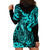 Hawaii Fish Hook Hoodie Dress Hibiscus Hawaii Tribal Tattoo Turquoise Version - Wonder Print Shop
