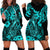Hawaii Fish Hook Hoodie Dress Hibiscus Hawaii Tribal Tattoo Turquoise Version - Wonder Print Shop