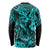 Hawaii Fish Hook Long Sleeve Shirt Hibiscus Hawaii Tribal Tattoo Turquoise Version - Wonder Print Shop