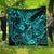 Hawaii Fish Hook Quilt Hibiscus Hawaii Tribal Tattoo Turquoise Version - Wonder Print Shop