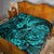 Hawaii Fish Hook Quilt Hibiscus Hawaii Tribal Tattoo Turquoise Version - Wonder Print Shop