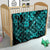 Hawaii Fish Hook Quilt Hibiscus Hawaii Tribal Tattoo Turquoise Version - Wonder Print Shop