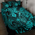 Hawaii Fish Hook Quilt Bed Set Hibiscus Hawaii Tribal Tattoo Turquoise Version - Wonder Print Shop