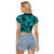 Hawaii Fish Hook Raglan Cropped T Shirt Hibiscus Hawaii Tribal Tattoo Turquoise Version - Wonder Print Shop