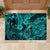 Hawaii Fish Hook Rubber Doormat Hibiscus Hawaii Tribal Tattoo Turquoise Version - Wonder Print Shop
