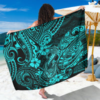 Hawaii Fish Hook Sarong Hibiscus Hawaii Tribal Tattoo Turquoise Version - Wonder Print Shop