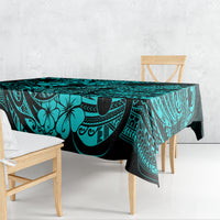 Hawaii Fish Hook Tablecloth Hibiscus Hawaii Tribal Tattoo Turquoise Version - Wonder Print Shop