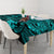 Hawaii Fish Hook Tablecloth Hibiscus Hawaii Tribal Tattoo Turquoise Version - Wonder Print Shop