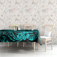 Hawaii Fish Hook Tablecloth Hibiscus Hawaii Tribal Tattoo Turquoise Version - Wonder Print Shop