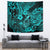 Hawaii Fish Hook Tapestry Hibiscus Hawaii Tribal Tattoo Turquoise Version - Wonder Print Shop