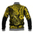 Hawaii Fish Hook Baseball Jacket Hibiscus Hawaii Tribal Tattoo Yellow Version - Wonder Print Shop