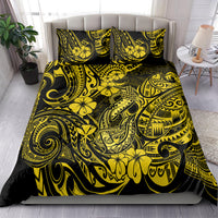 Hawaii Fish Hook Bedding Set Hibiscus Hawaii Tribal Tattoo Yellow Version - Wonder Print Shop