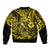Hawaii Fish Hook Bomber Jacket Hibiscus Hawaii Tribal Tattoo Yellow Version - Wonder Print Shop
