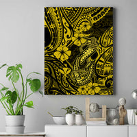 Hawaii Fish Hook Canvas Wall Art Hibiscus Hawaii Tribal Tattoo Yellow Version - Wonder Print Shop
