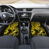 Hawaii Fish Hook Car Mats Hibiscus Hawaii Tribal Tattoo Yellow Version - Wonder Print Shop