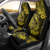 Hawaii Fish Hook Car Seat Cover Hibiscus Hawaii Tribal Tattoo Yellow Version - Wonder Print Shop