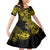 Hawaii Fish Hook Family Matching Mermaid Dress and Hawaiian Shirt Hibiscus Hawaii Tribal Tattoo Yellow Version - Wonder Print Shop