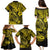 Hawaii Fish Hook Family Matching Puletasi Dress and Hawaiian Shirt Hibiscus Hawaii Tribal Tattoo Yellow Version - Wonder Print Shop