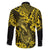 Hawaii Fish Hook Family Matching Puletasi Dress and Hawaiian Shirt Hibiscus Hawaii Tribal Tattoo Yellow Version - Wonder Print Shop