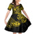 Hawaii Fish Hook Family Matching Summer Maxi Dress and Hawaiian Shirt Hibiscus Hawaii Tribal Tattoo Yellow Version - Wonder Print Shop