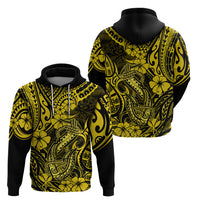 Hawaii Fish Hook Hoodie Hibiscus Hawaii Tribal Tattoo Yellow Version - Wonder Print Shop