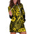 Hawaii Fish Hook Hoodie Dress Hibiscus Hawaii Tribal Tattoo Yellow Version - Wonder Print Shop