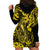 Hawaii Fish Hook Hoodie Dress Hibiscus Hawaii Tribal Tattoo Yellow Version - Wonder Print Shop