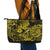 Hawaii Fish Hook Leather Tote Bag Hibiscus Hawaii Tribal Tattoo Yellow Version - Wonder Print Shop