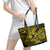Hawaii Fish Hook Leather Tote Bag Hibiscus Hawaii Tribal Tattoo Yellow Version - Wonder Print Shop